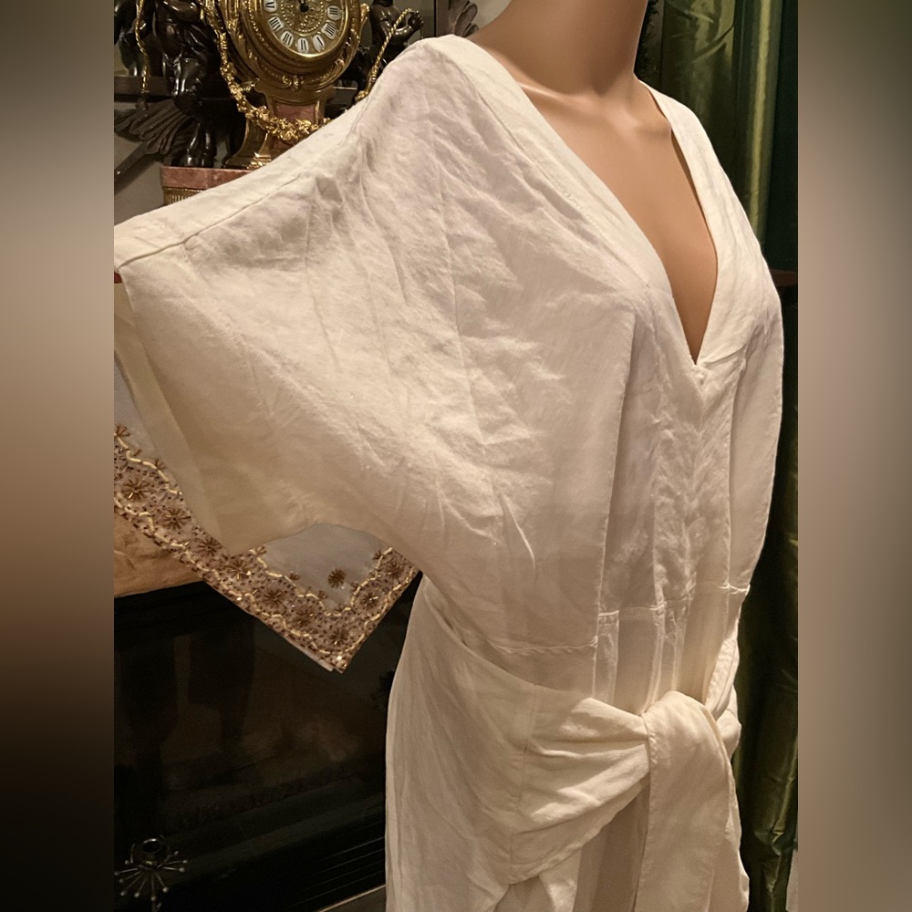Free People Shining Sun Tie Front Off White / Ivory jumpsuit M - Picture 5 of 13
